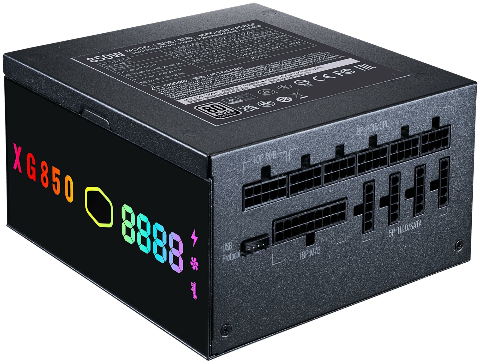 Блок питания ATX Cooler Master MPG-8501-AFBAP-XEU 850W APFC 80+ Platinum 135mm fan RGB full modular - фото №2
