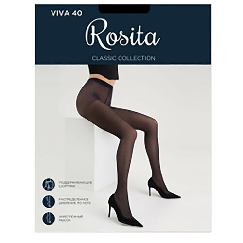 Колготки Rosita Viva, 40 den, размер 4, черный колготки rosita viva 40 den размер 4 бежевый