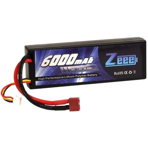 Аккумулятор для автомоделей Li-Po 7.4V 6000mah 50C T-plug аккумулятор для радиоуправляемой машинки 7 4v li po zeee power 5200mah 50c разъем t plug