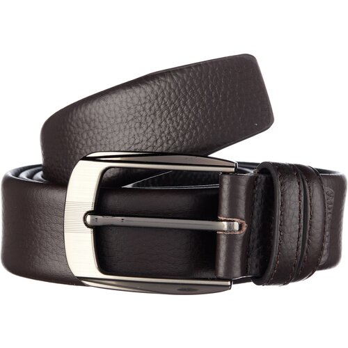 фото Ремень fuzhiniao, натуральная кожа, металл, подарочная упаковка, для мужчин, длина 125 см., коричневый, серебряный