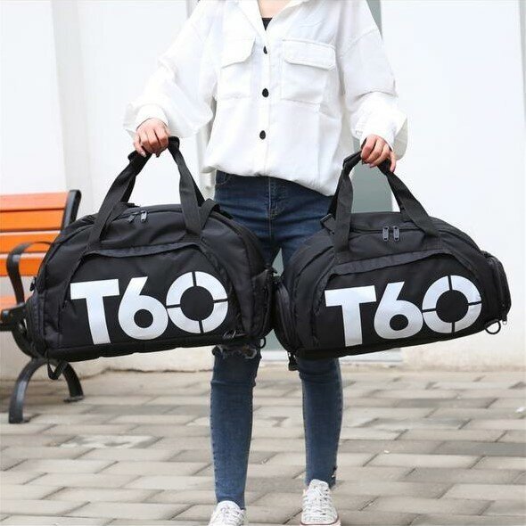 Спортивная сумка дорожный рюкзак 2В1, черная - фотография № 10