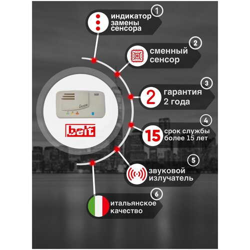 Сигнализатор загазованности угарного газа Domino B10-DM03G