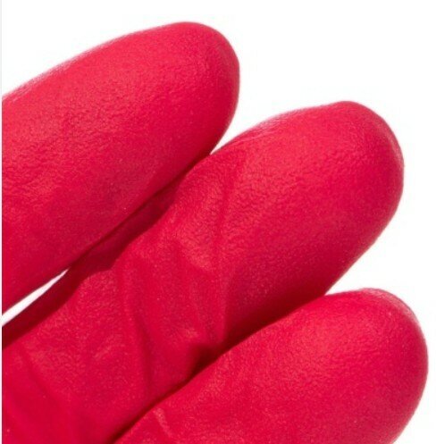 Перчатки нитриловые Safe&Care, цвет: красно-алый, размер M, 100 шт. (50 пар), 8 грамм пара нитрила - фотография № 2