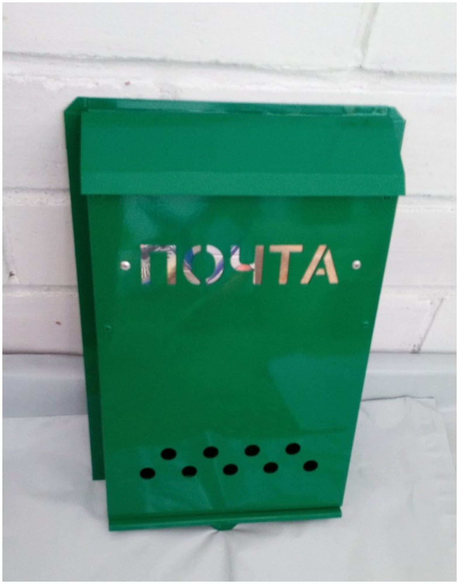 Ящик почтовый металлический зелёный - фотография № 2