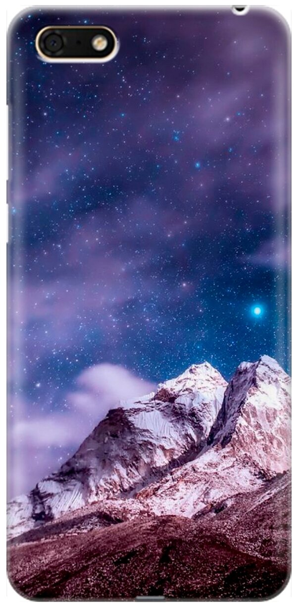 RE: PA Накладка Transparent для Huawei Y5 Prime (2018) / Y5 (2018) / Honor 7A / 7S с принтом "Горы и звездное небо"