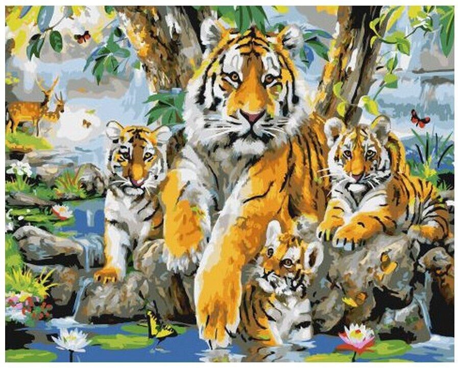 Картина по номерам Тигриное семейство 40х50 см Hobby Home