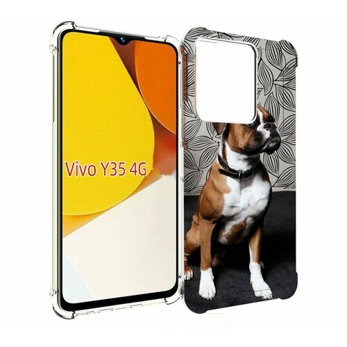 Чехол MyPads боксер собака для Vivo Y35 4G 2022 / Vivo Y22 задняя-панель-накладка-бампер