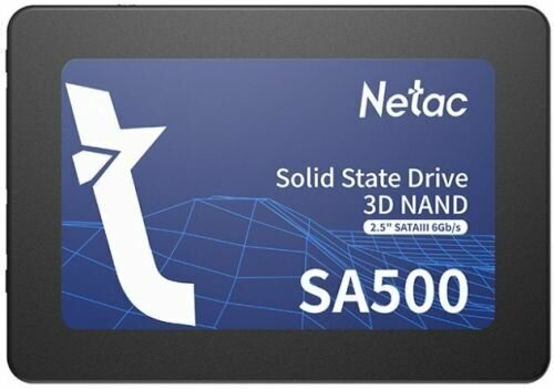 Накопитель SSD 2.5' Netac NT01SA500-256-S3X SA500 256GB SATA 6Gb/s TLC 3D NAND 520/450MB/s