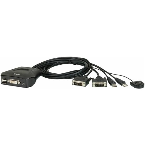 KVM переключатель ATEN CS22D / CS22D-A7, 2-портовый USB, DVI кабельный KVM коммутатор (... ATEN CS22D-A7