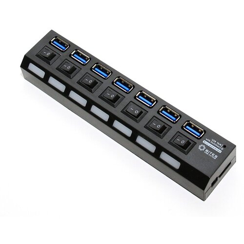 Разветвитель USB30 5Bites HB37-303PBK хаб - концентратор 7 портаов USB30 выключатели блок питания линейка - чёрный 214000₽
