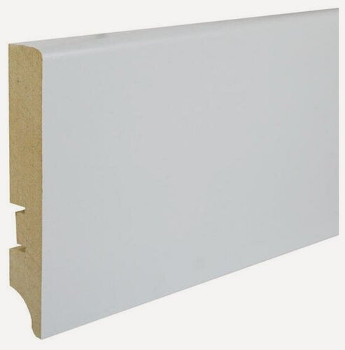 Изображение товара Плинтус Hannahholz 16х100 мм ударопрочный напольный белый мдф высокий под покраску широкий Elite AW100401 1 шт