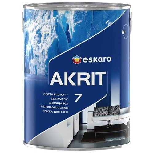 Краска акриловая Eskaro Akrit 7 полуматовая белый 0.95 л краска акриловая eskaro akrit 20 влагостойкая моющаяся полуматовая белый 2 85 л