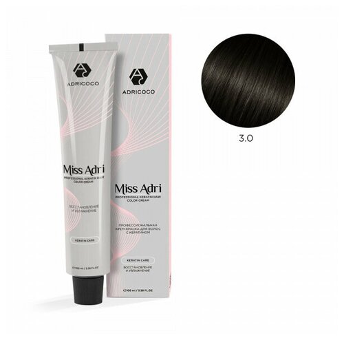 ADRICOCO Miss Adri крем-краска для волос с кератином, 3.0 темный коричневый