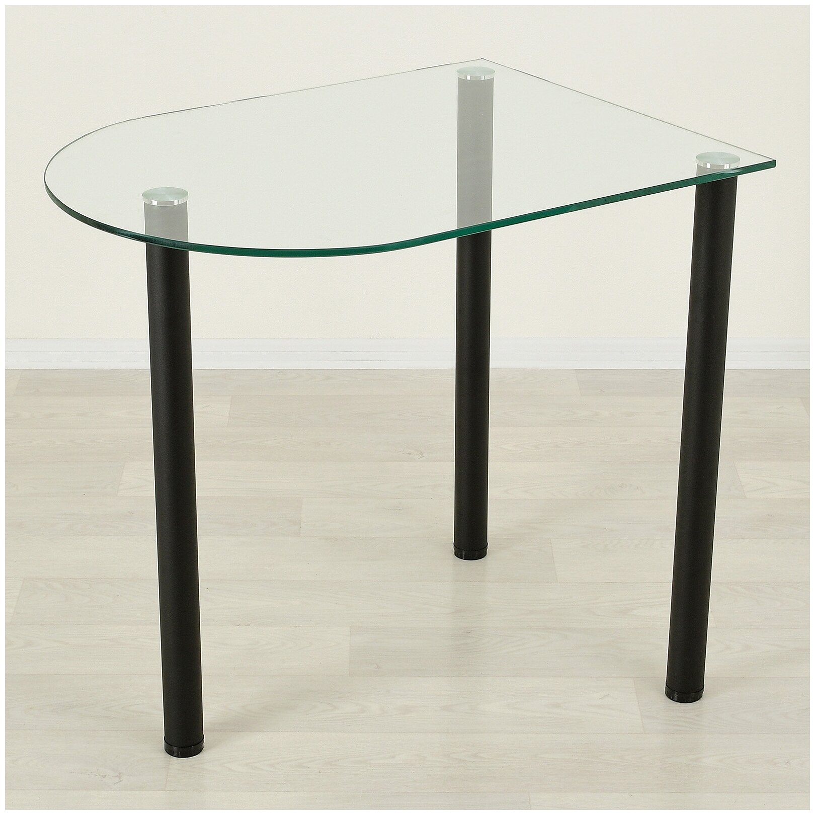 Стеклянный стол полуовальный Эдель 30-3 прозрачный/черный (900х600)