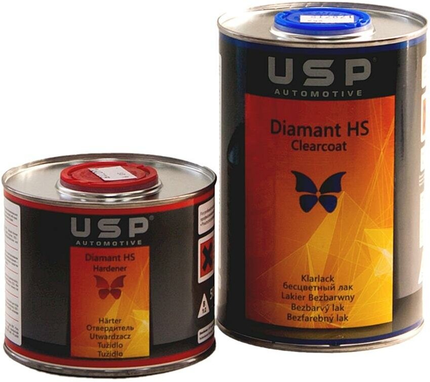 Бесцветный лак USP Diamant HS 2:1 Clearcoat 1 л. с отвердителем 0,5 л.