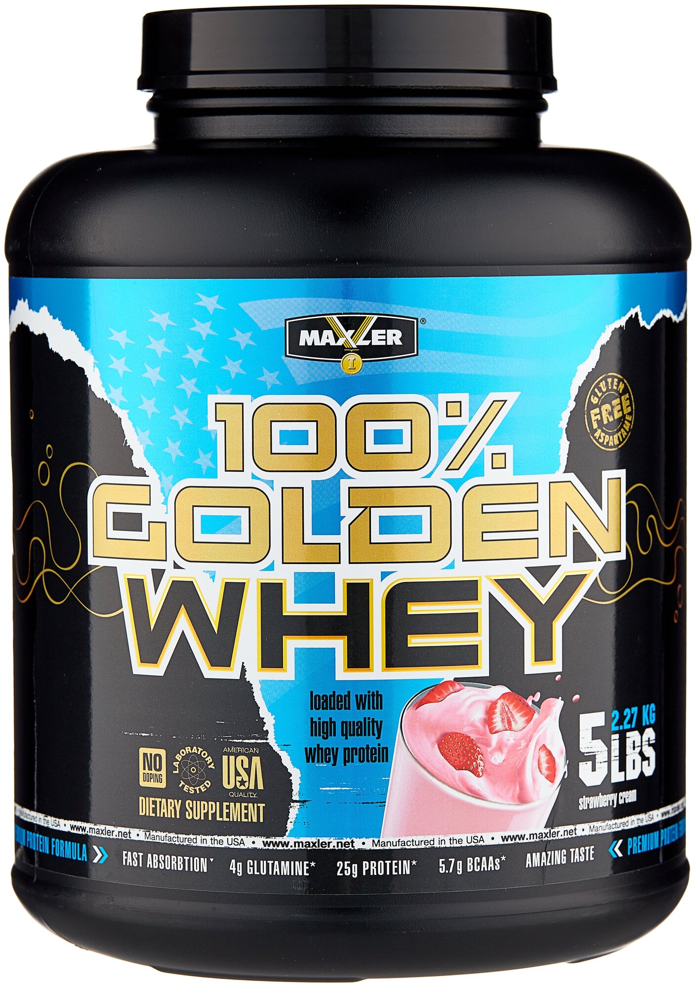 Протеин сывороточный Maxler Golden Whey (2267 г) Клубника