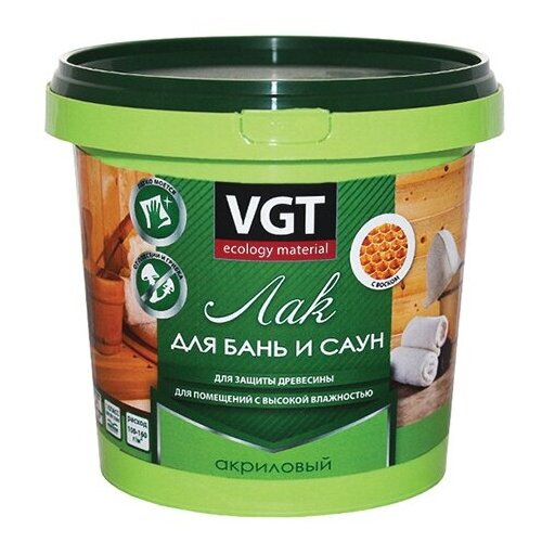 VGT для бань и саун бесцветный, полуматовая, 0.9 кг, 0.9 л