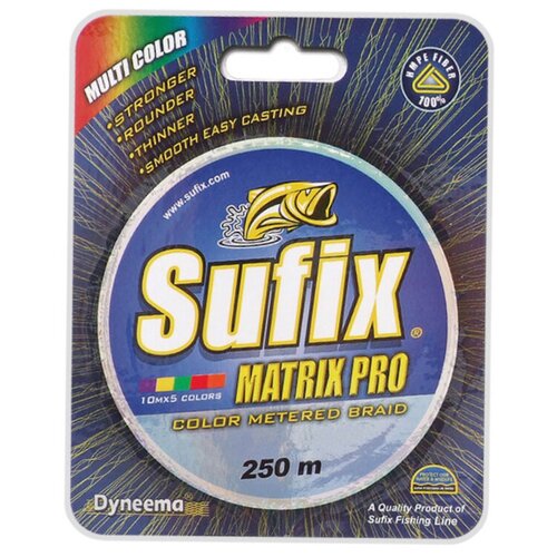 Sufix, Шнур Matrix Pro New, 250м, многоцветный, 0.25мм