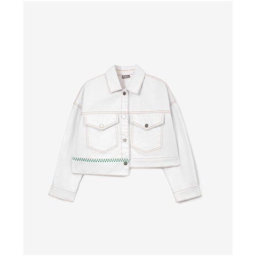 Куртка джинсовая белая Gulliver, для девочек, размер 152, мод 12308GJC4004