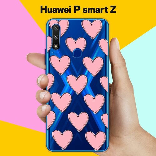 Силиконовый чехол Узор из сердец на Huawei P smart Z силиконовый чехол узор из цветов на huawei p smart z