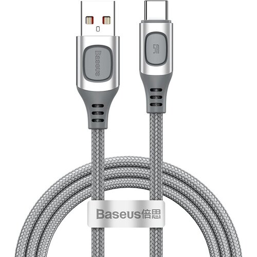 Кабель BASEUS Flash Multi-protocol Conversion, Быстрая зарядка, USB to Type-C, 5A, 1 м, серебристый, CATSS-A0S usb c gan charger pd 3 0 for iphone 11 pro max support afc fcp scp qc3 0 for samsung note 10 s10 plus notebook 65w fast charger