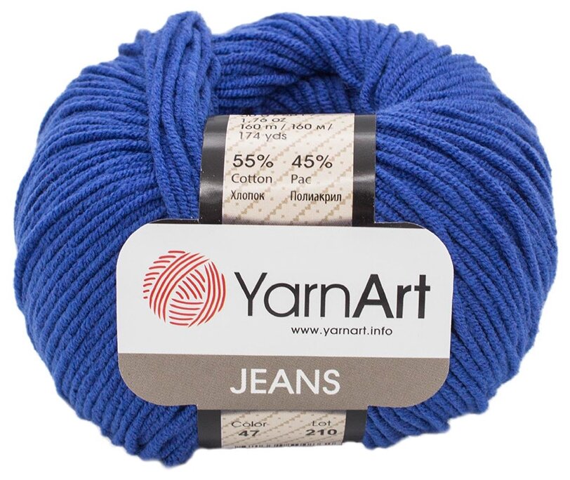YarnArt Jeans 5 мотков Василек 47, Хлопок 55% Акрил 45%, 50г 160м