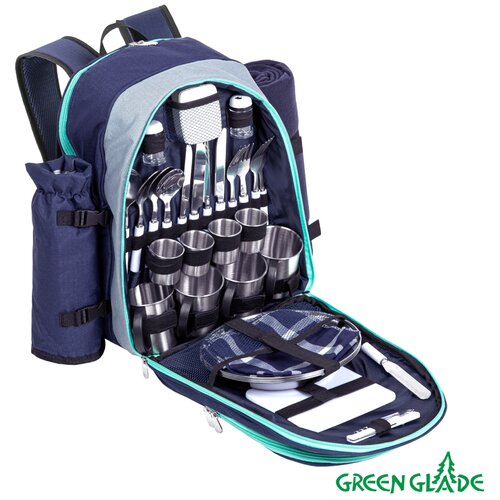 Набор для пикника Green Glade T3171, 35 премд., синий/серый сумка для пикника термос кружки