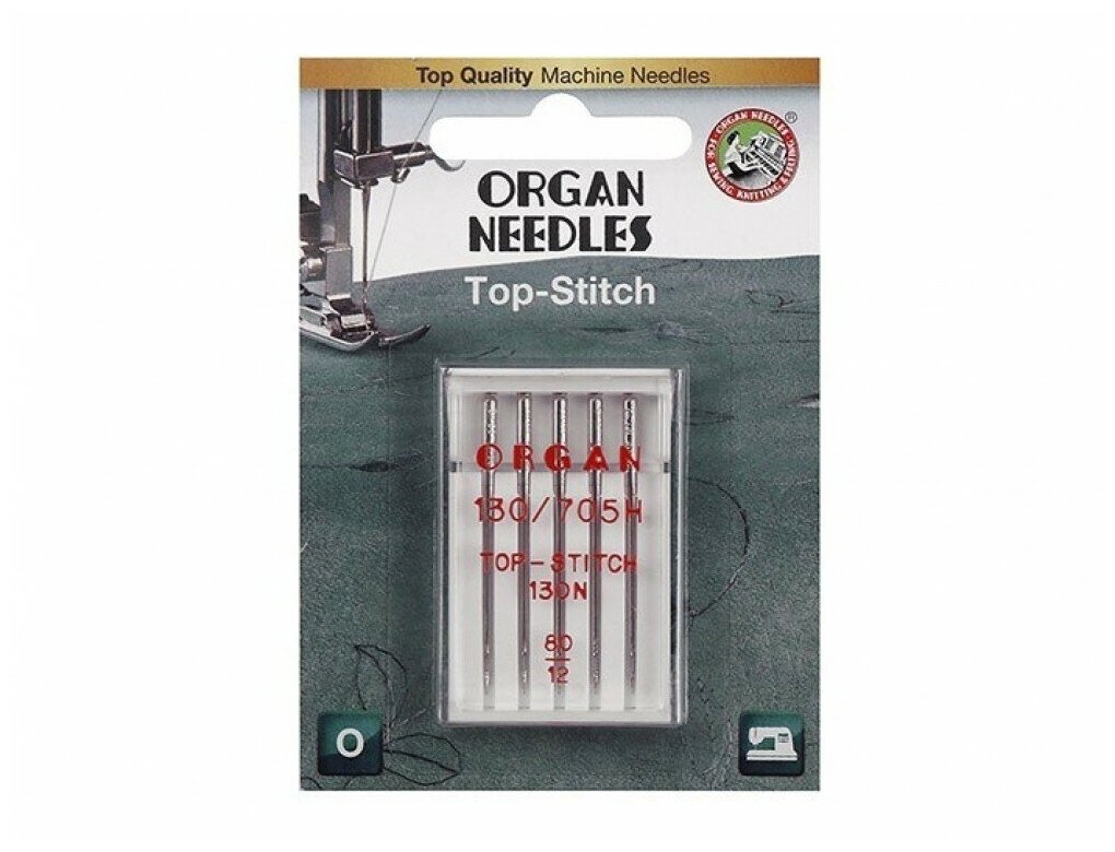 Иглы для швейных машин Organ TOP STITCH 5/80 Blister для толстой нити - фотография № 1