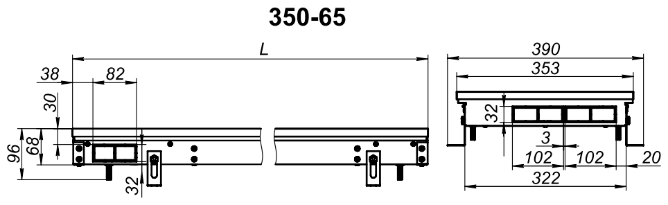 Водяной конвектор Techno Usual KVZ 350 - 65 - 1200 (внутрипольный / встраиваемый) - фотография № 8