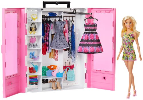 Кукла Barbie Fashionistas Ultimate Closet Гардероб мечты, GBK12 розовый