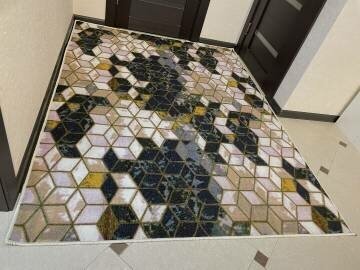 Ковровая дорожка , ковёр безворсовый на войлочной основе Carpet World "Kubik-Rubik" , полиамид , микрофибра , 0.70x1.50m - фотография № 5