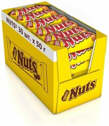 Батончик Nuts с цельным фундуком, 50 г, коробка, 30 шт.
