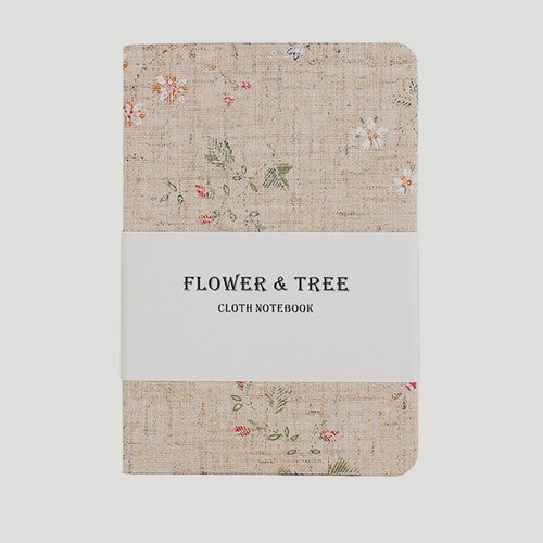 Блокнот/скетчбук B6 в текстильной обложке Flower and tree Цветы (Бежевый)