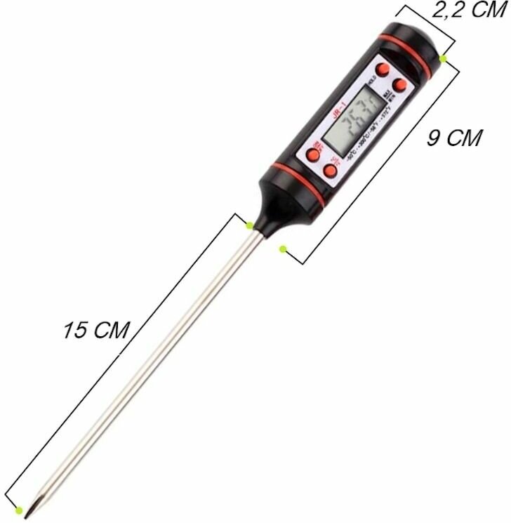 Термометр цифровой со щупом TP-101 длина щупа 150 мм - фотография № 14