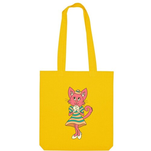Сумка шоппер Us Basic, желтый сумка ретро девушка кошка серый