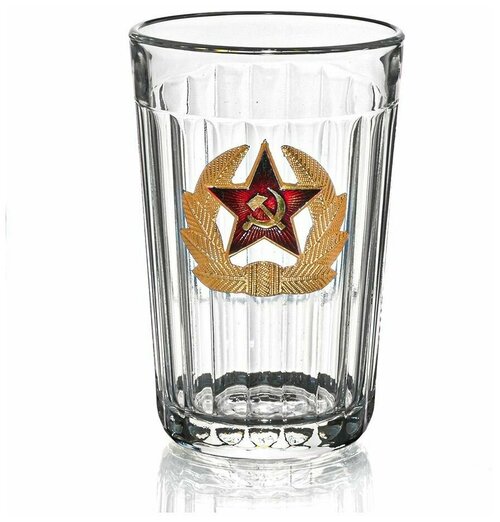 Граненый стакан с кокардой СССР 250мл (11х7,5 см)
