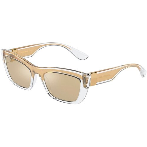 фото Солнцезащитные очки dolce & gabbana, кошачий глаз, оправа: пластик, зеркальные, для женщин, золотой
