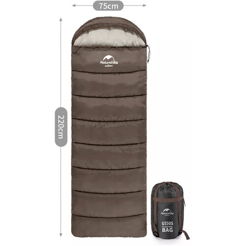 Мешок спальный Naturehike U250S, (190х30)х75 см, (правый) (ТК: 0°C), коричневый