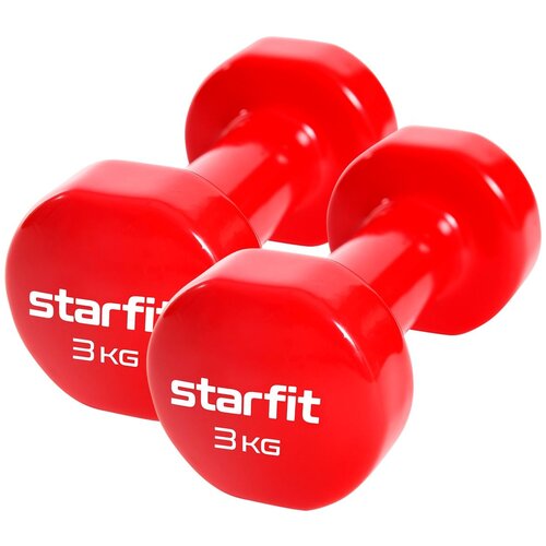 фото Набор гантелей цельнолитых starfit db-101 2х3 кг красный