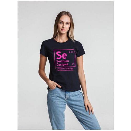 фото Футболка женская «сестрий», темно-синяя, размер l соль