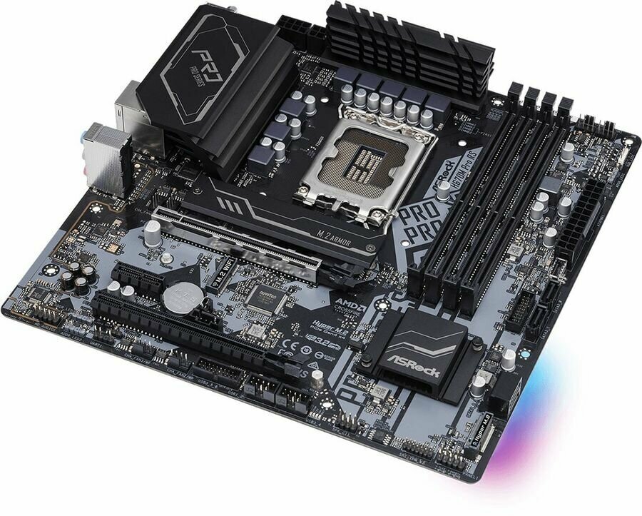 Материнская плата ASROCK H670M PRO RS, LGA 1700, Intel H670, mATX, Ret