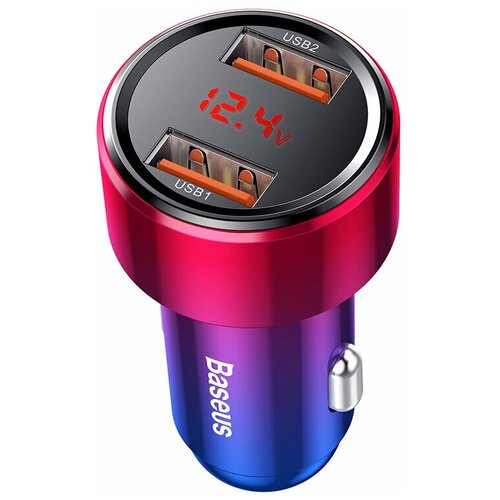 автомобильное зарядное устройство baseus digital display dual usb 4 8a car charger 24w grey Автомобильное Зарядное Устройство CCMLC20A-09 Baseus Magic Series Dual QC digital display for intelligent quick charging and car charging of 45W Красный