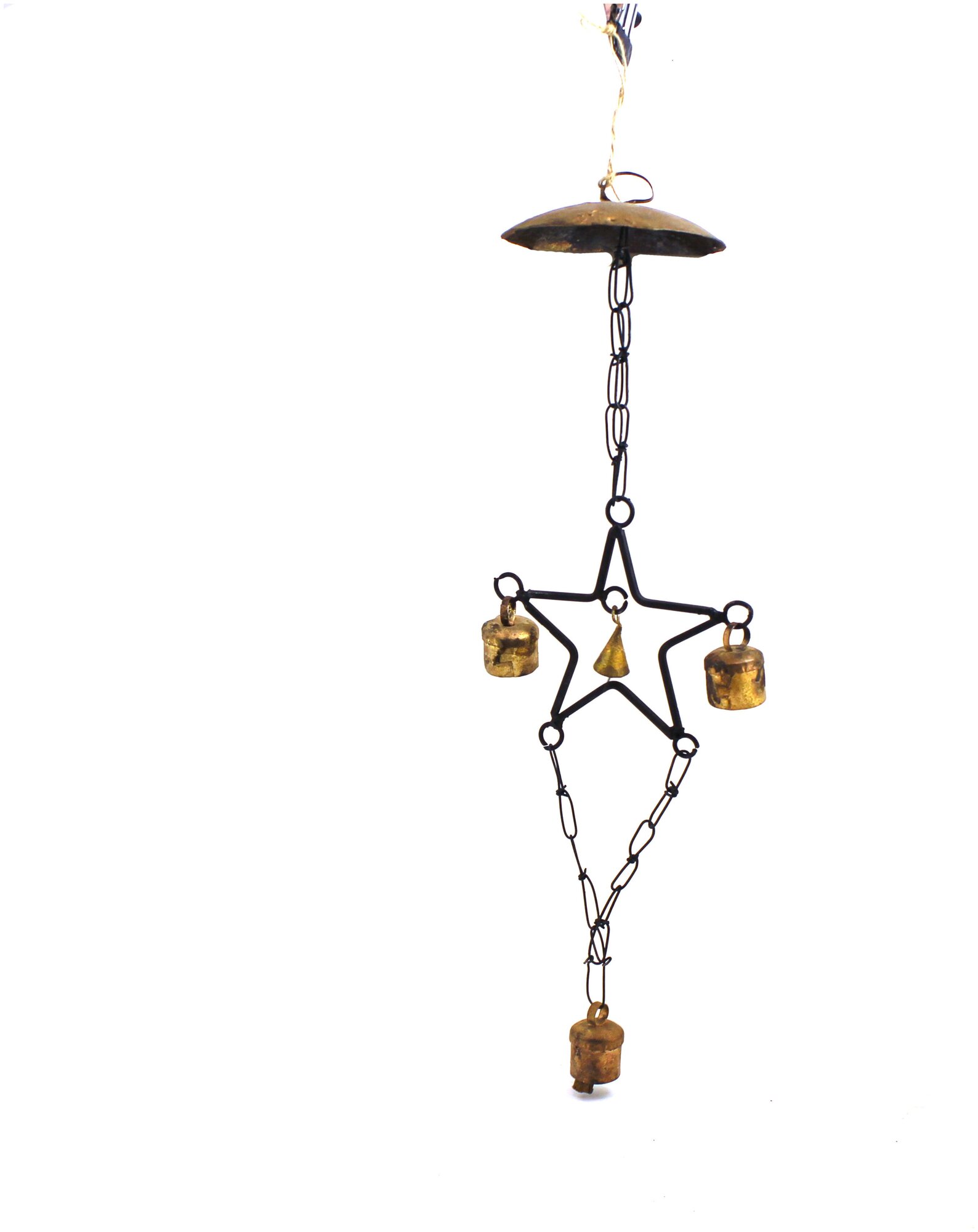 Колокольчик - музыка ветра, металл, ручная работа, черный/золотистый Индия — фото 1
