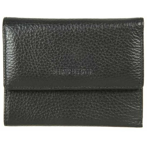 фото Кошелек sergio belotti, натуральная кожа, зернистая фактура, на кнопках, отделения для карт и монет, потайной карман, подарочная упаковка, черный