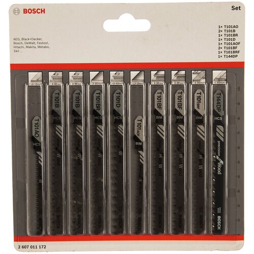 Набор пилок для лобзика Wood Clean (10 шт.) Bosch 2607011172 15632572 шкурка эксцентриковая bosch ф125 wood к120 828