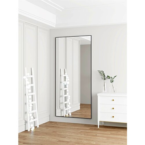 Зеркало интерьерное, Большое зеркало в полный рост, Зеркало настенное 185х61 см, цвет рамы - черный, TODA ALMA