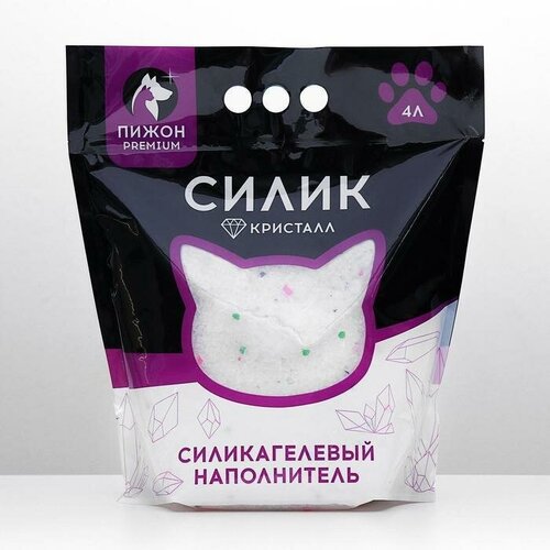 Наполнитель силикагелевый Пижон Premium Crystal, колотый, 4 л