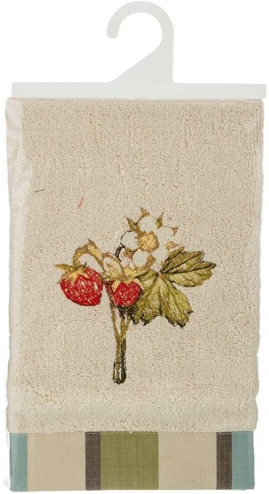 Полотенце махровое ягодка 30х50см ,беж, лайм, вышивка Santalino (850-600-64) - фотография № 2