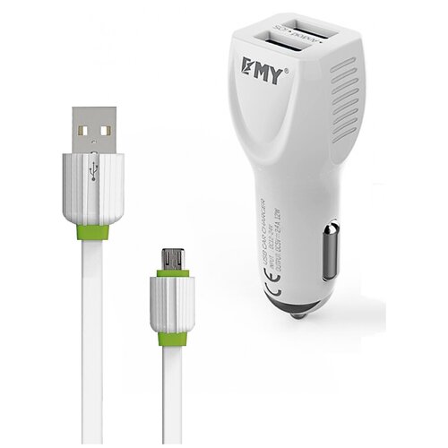 Автомобильное зарядное устройство EMY MY-112 С кабелем microUSB