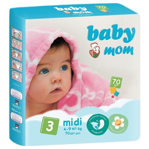 Подгузники для детей Baby Mom 3, (4-9 кг), 70 шт 9210803 .